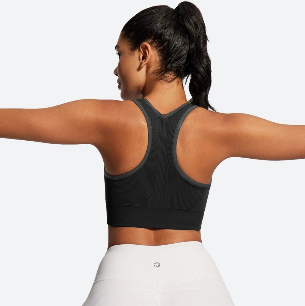 Women's Size XXXL High Impact Racerback Sports Bra Padded Black - Picture 3 of 10